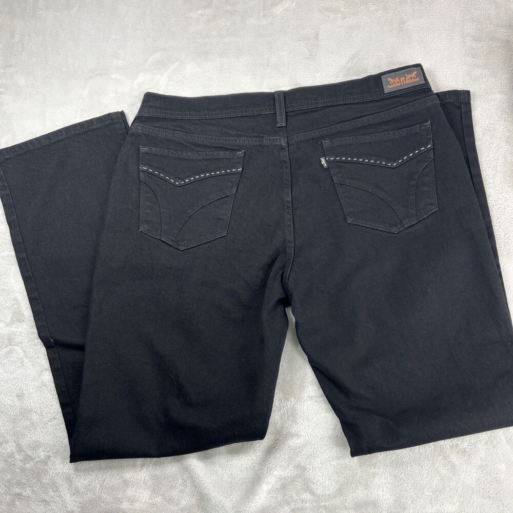 Levi's 505 Jeans Black Straight Denim Sz 14 M Women’s Mid Rise